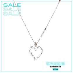 Necklace with heart pendant in 925 silver and rhodium plating for women