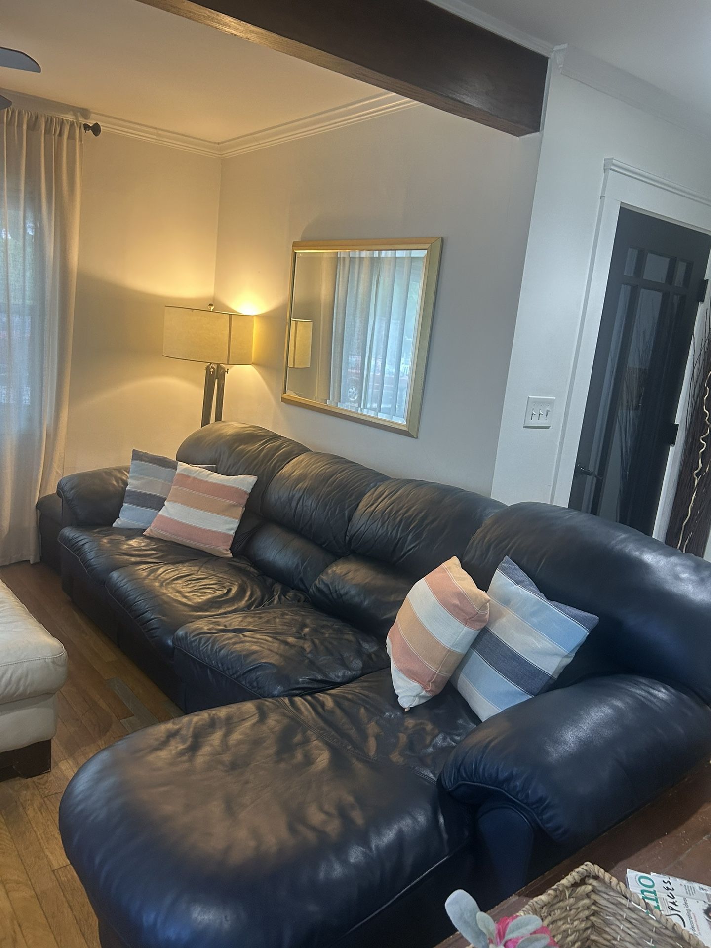  Leather Coach With Ottoman 
