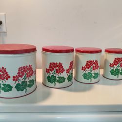 VINTAGE METAL CANISTER SET 