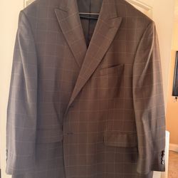 Paul Fredrick Sport Coat Men’s Sz 56R Brown Windowpane  Great Shape, Hardly Worn! 