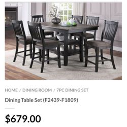 Brown Counter Height Dining Table Set