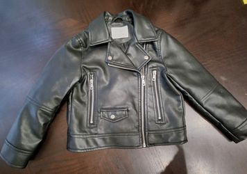 Zara Kids Black Faux Leather Moto Jacket