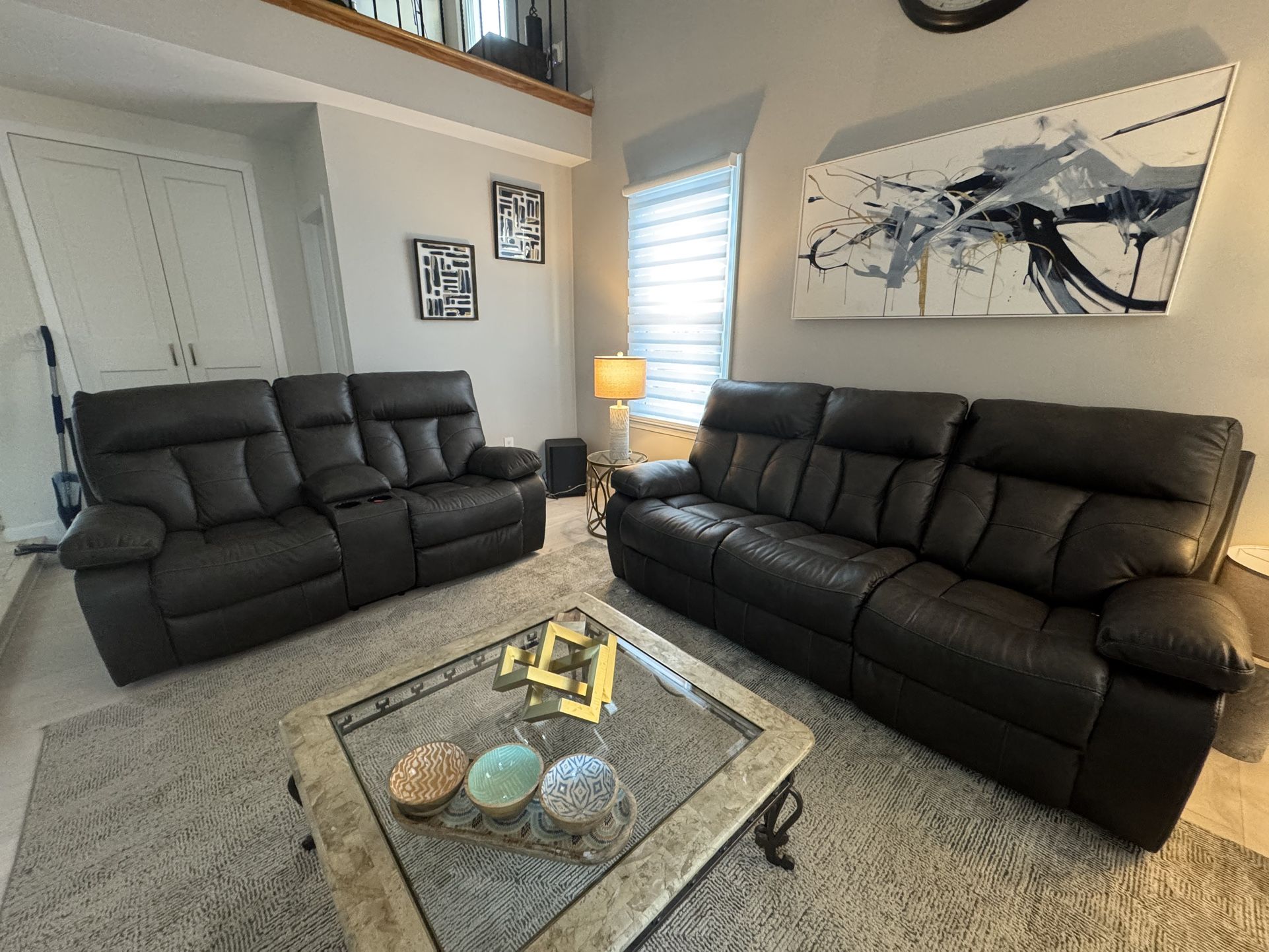 Living Room Set ( Recliner Sofa+loveseat ) Brown