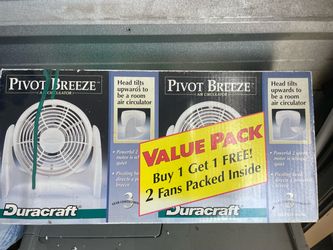Two pack, Duracraft Pivot Breeze Air Circulator Fan 2-Pack brand new.