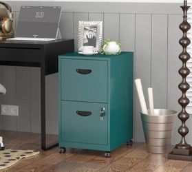 2 Drawer File Cabinet with Lock,Green Rolling File Cabinet for Home Office,Printer Stand, Metal Smal