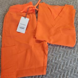 Mandala Neon Orange Scrub Set NEW