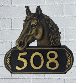 horse address sign, custom house numbers, vintage horse plaque, farmhouse wall décor,