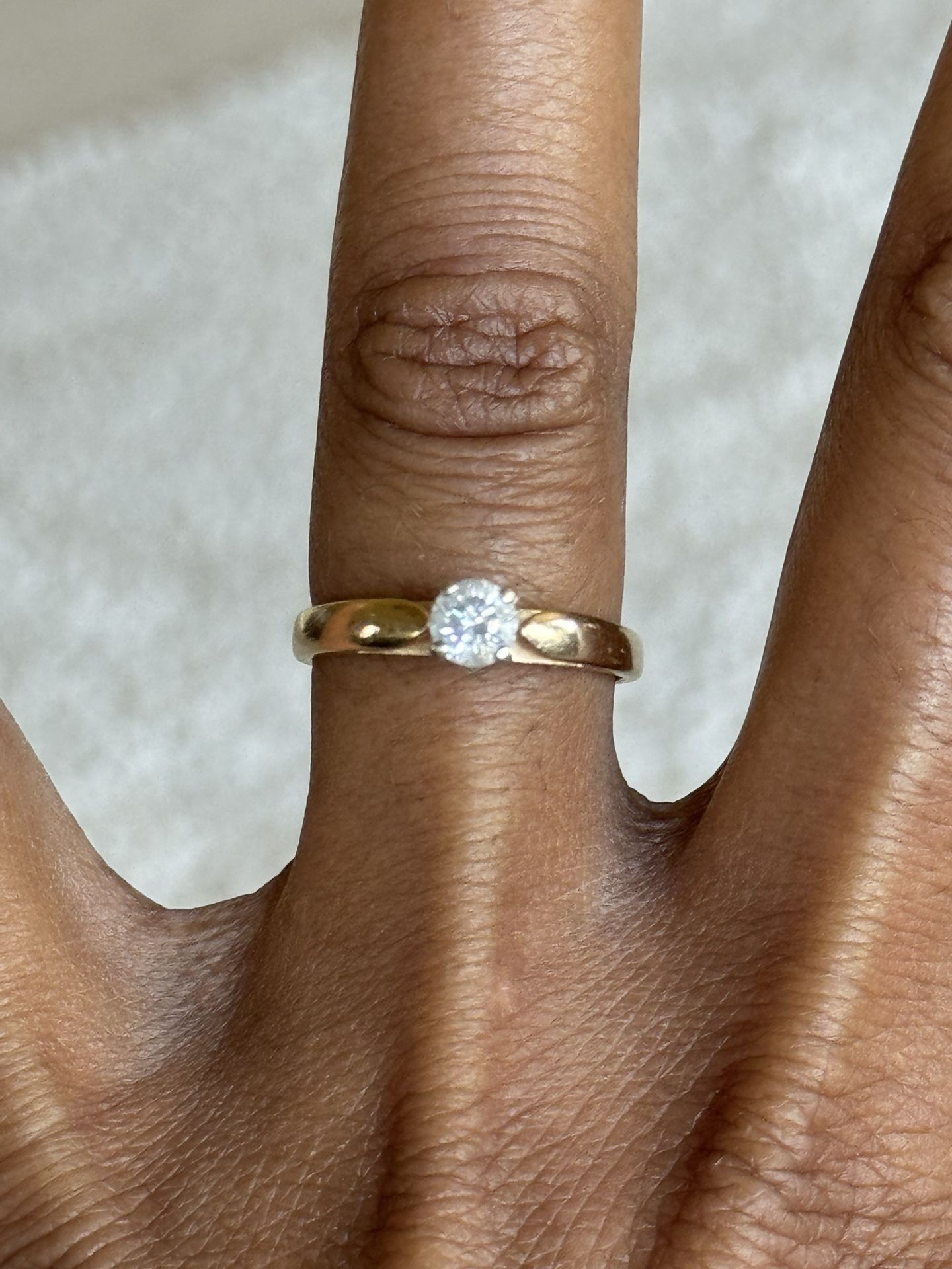 14k Gold 0.4? Carat Solitaire Engagement Ring - Size 7.75