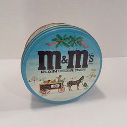M&M's Candy Tin Winter Village Scene 5" X 2.75" Made In USA, M & M, M&M, M&Ms