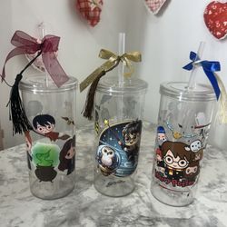 Harry Potter   Kids Cup Set of 3 | BPA-Free Plastic Cups w/ Straw  