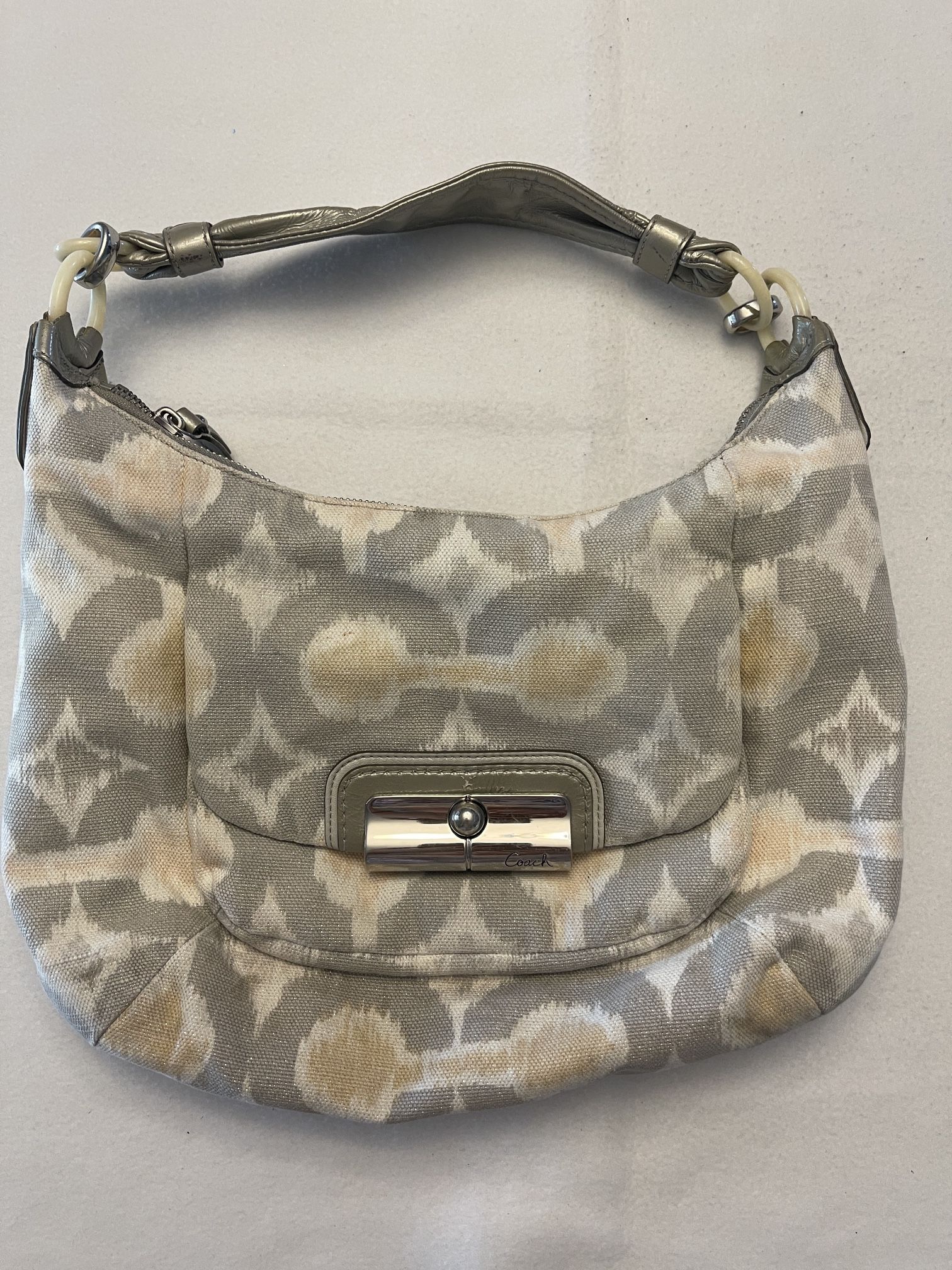 COACH Signature Gray/Pink /white Shoulder Bag Purse Small #9