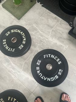 Cash only no Zelle pair of new 55lb Olympic weights plates total 110lb bumper plates new never used check my page for other gym items