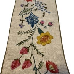 European Tapestry Embroidered Crewel Linen 50x5.5"