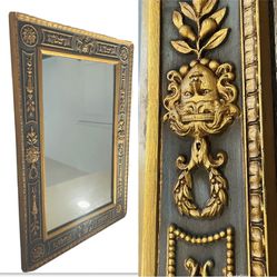 French Style Hand Carved Frame Gilt Wood Beveled Glass Mirror Victorian