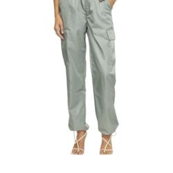 Women’s Pistola Jade Green Satin Cargo Jogger Pants