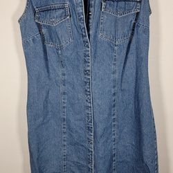 Vintage Chadwick’s RealComfort Sleeveless Blue Denim Shirt Dress – Size 6 – 100% Cotton