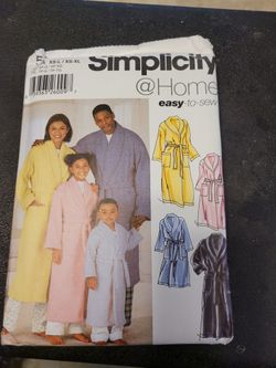 Simplicity Pattern New Bath Robe Family Sizes , Adult Kids Children Boy Girls Sewing Crafts Fabric