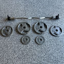 Olympic Curling Bar With 80Lbs of Weights