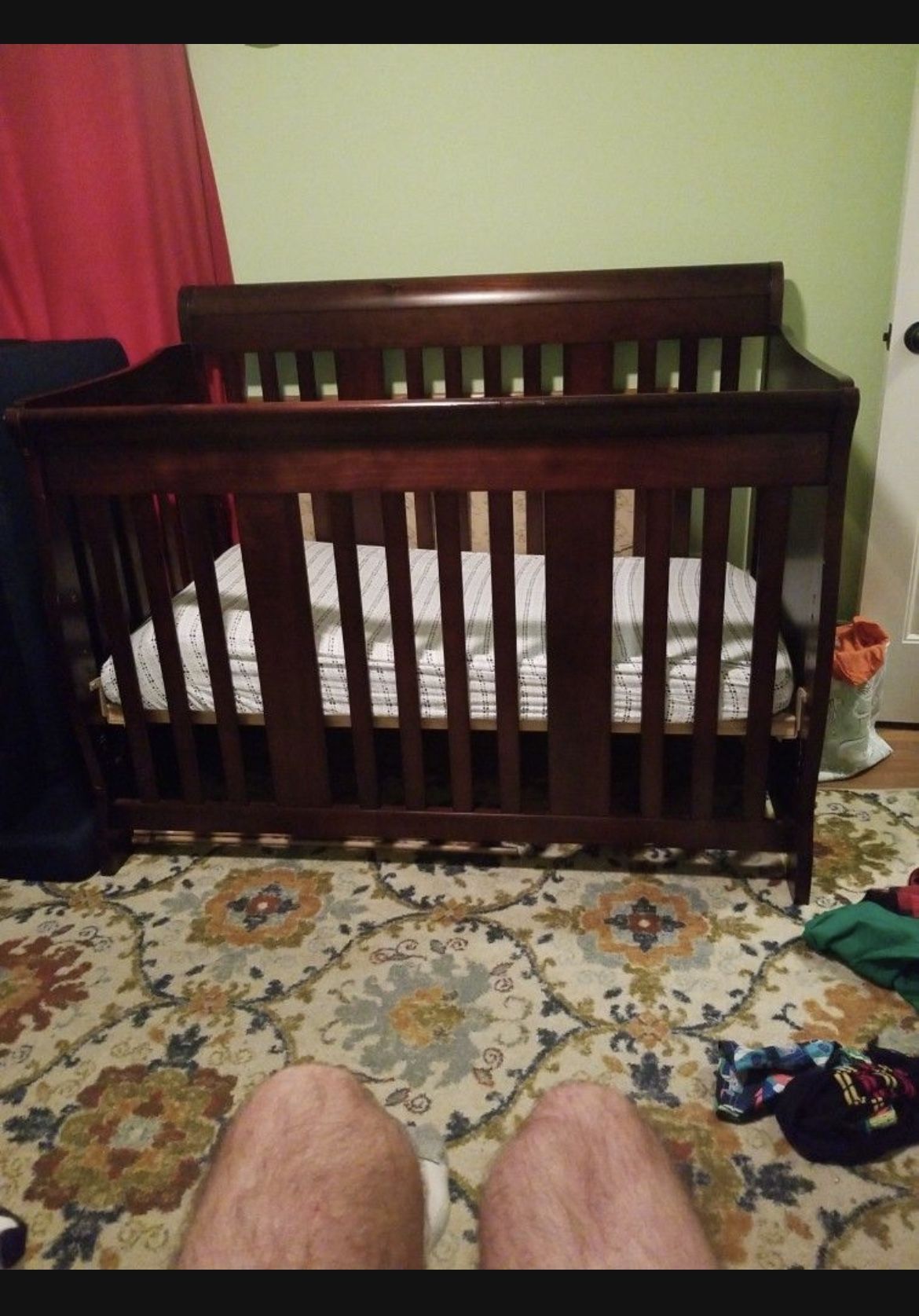 Baby Crib With Changing Table With Mattress 