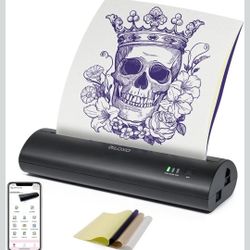 VLOXO Cordless Tattoo Stencil Printer, Portable Tattoo Thermal Transfer Copier Rechargeable Tattoo Printer Compatible with iOS & Android Phone with 10