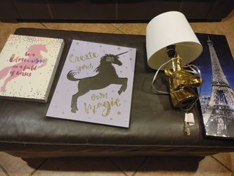 Picture Frames And Unicorn Lamp