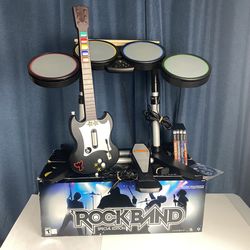 Rock Band PlayStation 2 PS2 Guitar Hero Controller & Drums + 5 Games *TESTED