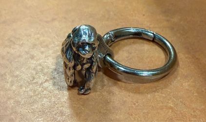 Solid Kabana Sterling Silver Gorilla Pendant/Keychain