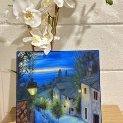 “Blue Hour” Hand-painted, 12 X 12 inches, Oil Painting.