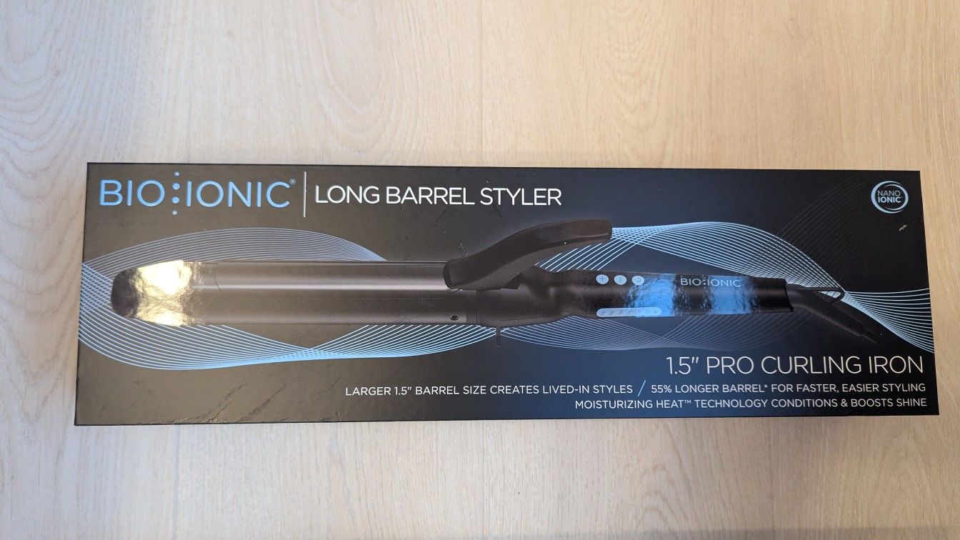 Bio Ionic Long Barrel Styler, Curling Iron 1.5 Inch