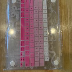 MacBook Air 13.6 Inch Case. Pink Bow and Pearl Design.