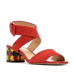 KATY PERRY HEELS (THE MARGOT-SUEDE/PUZZLE PRINT SPANISH RED)