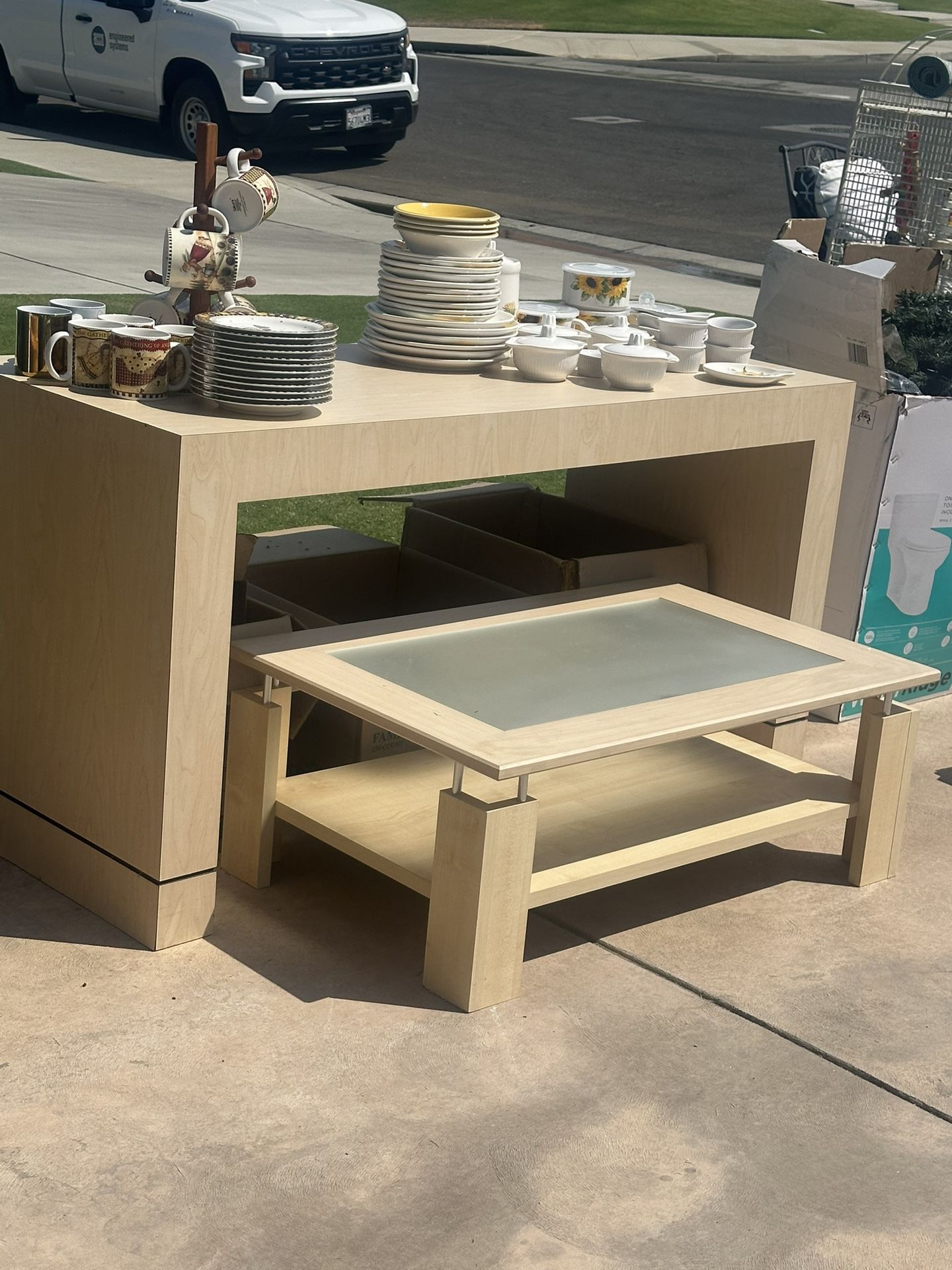 Matching coffee table with TV stand