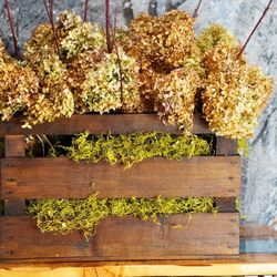 Wooden Crate With Dried Flowers 