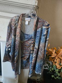 Alfred Dunner Paisley Print Two-Piece Top Set