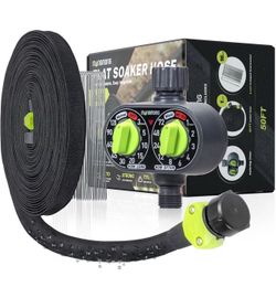 Water Timer for Garden Hose with Flat Soaker Hose 50ft,Setable Duration and Frequency Sprinkler Timer as Gardening Gifts,Saving More Than 75% Water Au