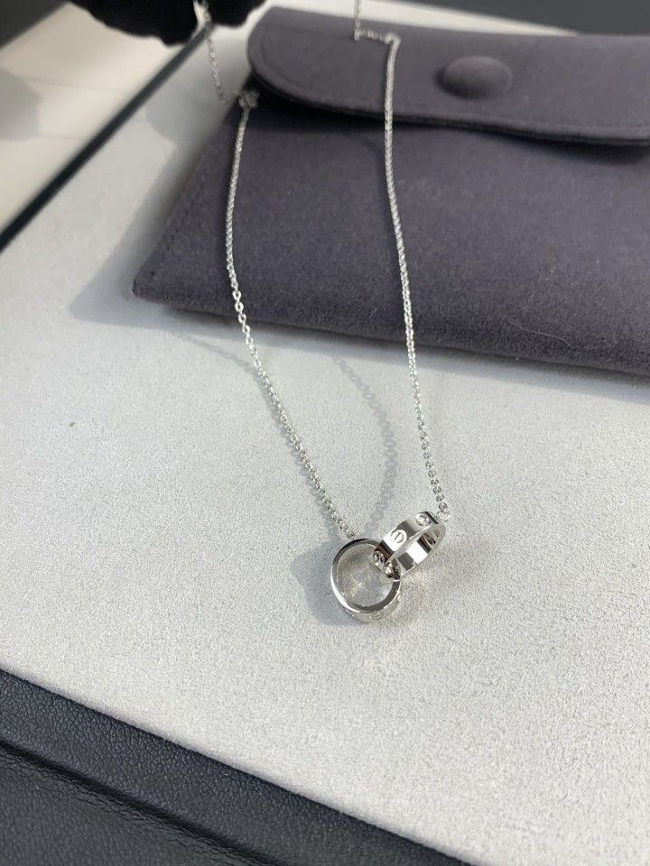 Cartier double ring necklace without diamonds ~ love double ring necklace😍