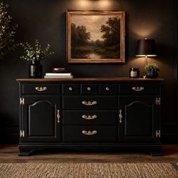 Elegant Black & Wood Dresser – Modern Luxury Look