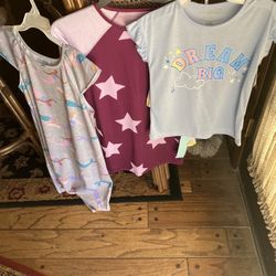 Three Girls Nightwear, Two Nightgowns, and One Pajama Set.  Two Size 7/8 And One Size 12.  All new With Tags.