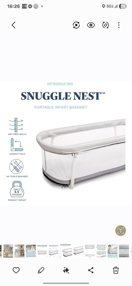 NEW! Snuggle Nest Portable Bassinette