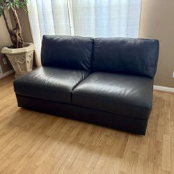 Dark Gray Italian Leather Loveseat