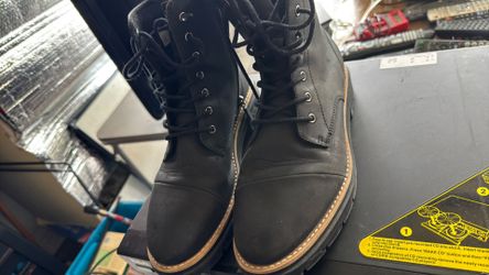Black Leather Lace-Up Ankle Boots