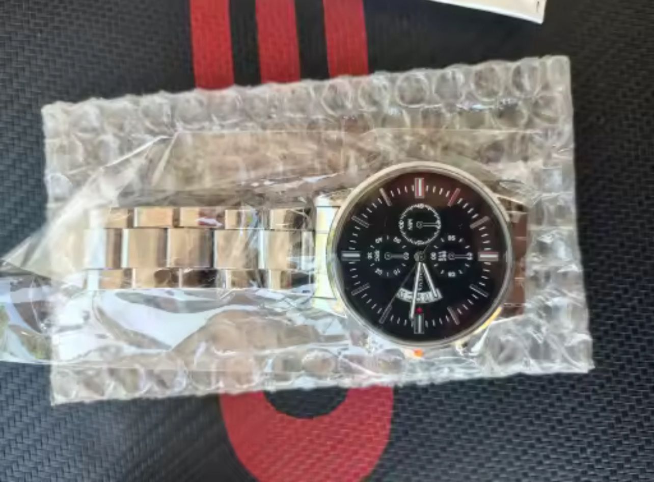 3PCS Men's Watch Set Business Trend Classic Round Dial Quartz Watch Bracelet Necklace Set Perfect Gift for Friends or Dad