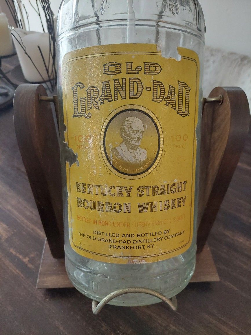 Vintage Whiskey Bottle In Stand (EMPTY)