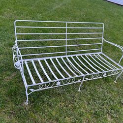 Iron Patio Bench Sofa with Cushions