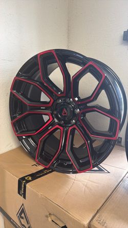 Black and Red Aftermarket Alloy Wheel Rim Rines 22 Chevrolet Ram