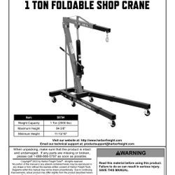 1 Ton Pittsburg Foldable Shop Crane 