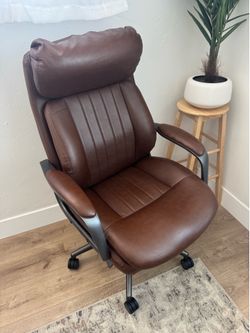 LAZBOY brown faux leather ergonomic office chair