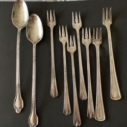 Silver plated cocktail/pickle forks and spoons Vintage 1930-40