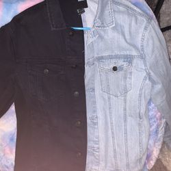Half Black Half Blue Forever 21 Jean Jacket 