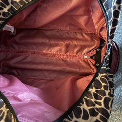 Kathy Van Zeeland Cheetah Leopard Weekender Luggage Rolling Carry On Duffle Bag